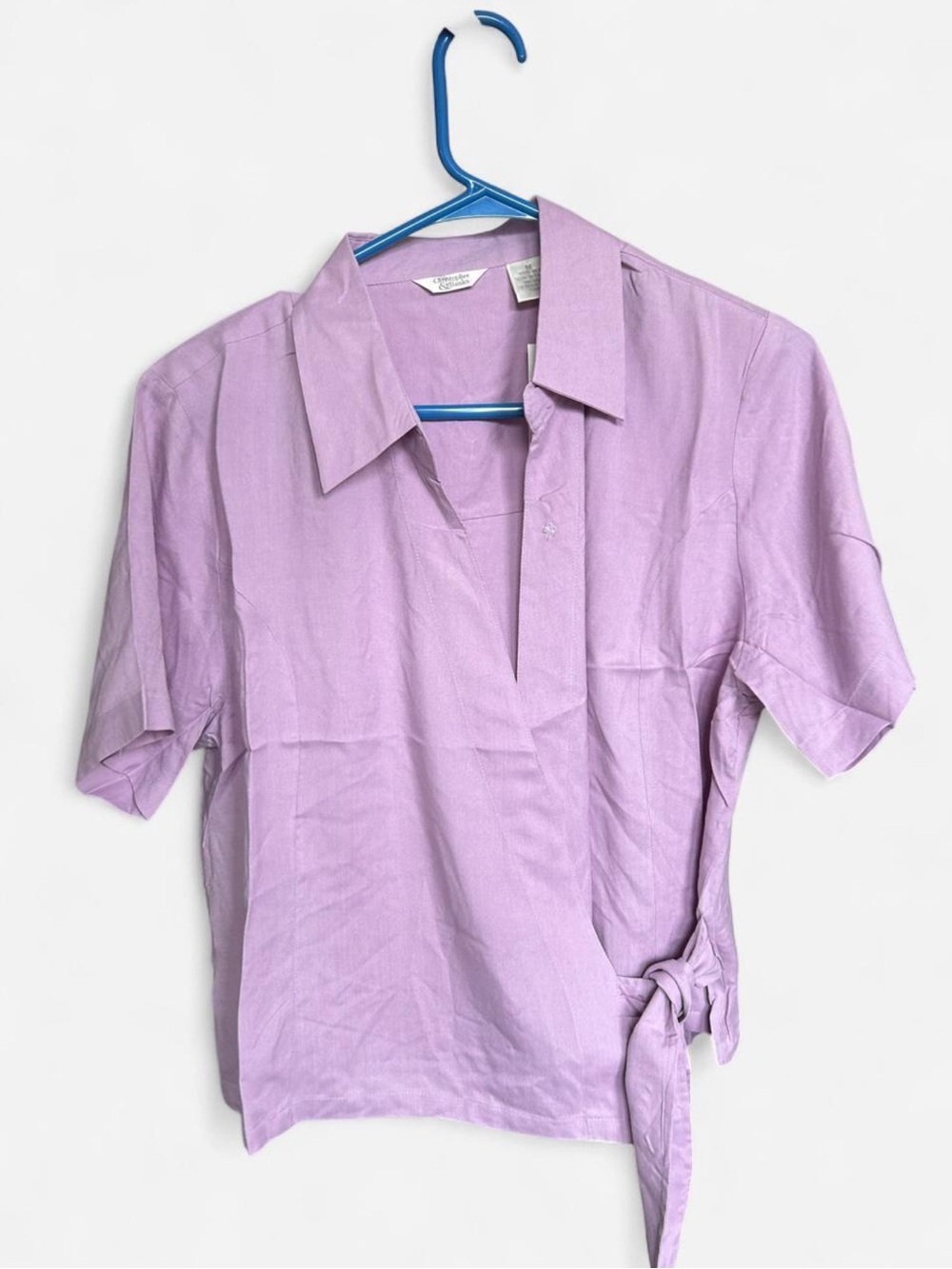Christopher & Banks Silk Short-Sleeve Wrap Blouse